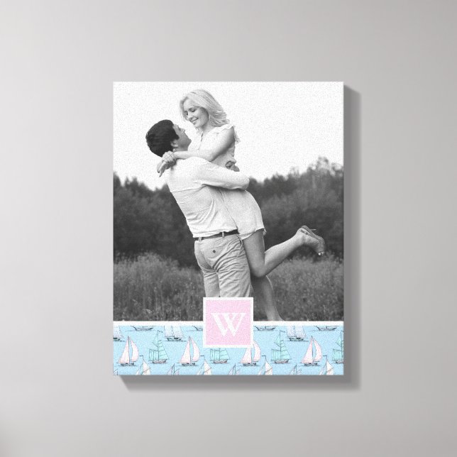 Niedliches Segelboot | Foto mit Monogramm | Monogr Leinwanddruck (Vorderseite)