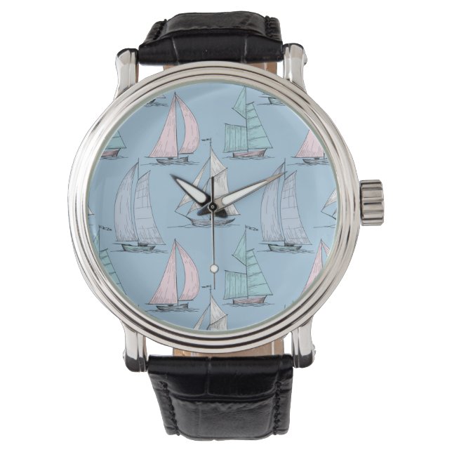 Niedliches Segelboot Muster 1 Armbanduhr (Vorderseite)