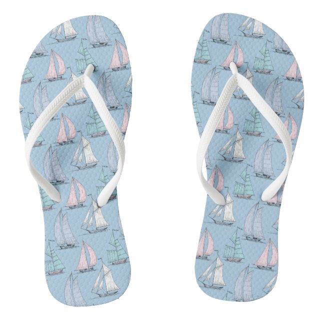 Niedliches Segelboot Muster 1 Flip Flops (Fußbett)