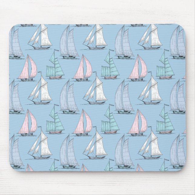 Niedliches Segelboot Muster 1 Mousepad (Vorne)