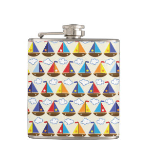 Niedliches Segelboot Muster 2 Flachmann