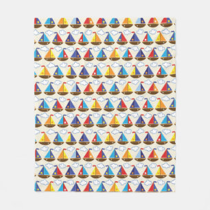 Niedliches Segelboot Muster 2 Fleecedecke
