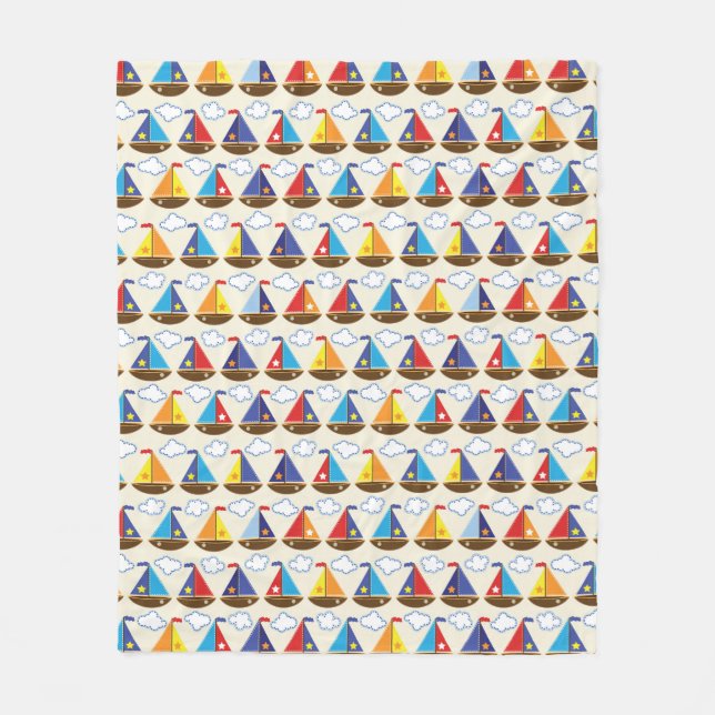 Niedliches Segelboot Muster 2 Fleecedecke (Vorderseite)