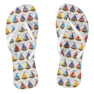 Niedliches Segelboot Muster 2 Flip Flops