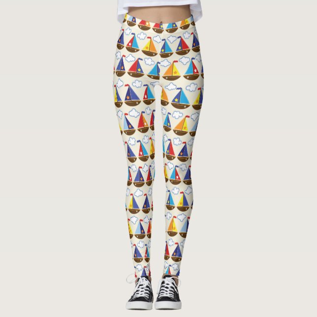 Niedliches Segelboot-Muster 2 Leggings (Vorderseite)