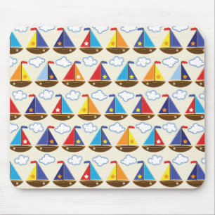 Niedliches Segelboot Muster 2 Mousepad