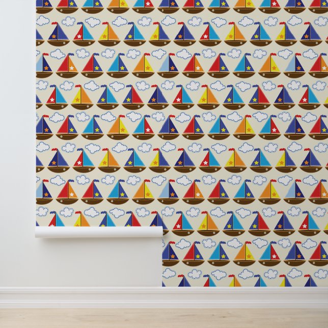 Niedliches Segelboot Muster 2 Tapete (Anwendung)
