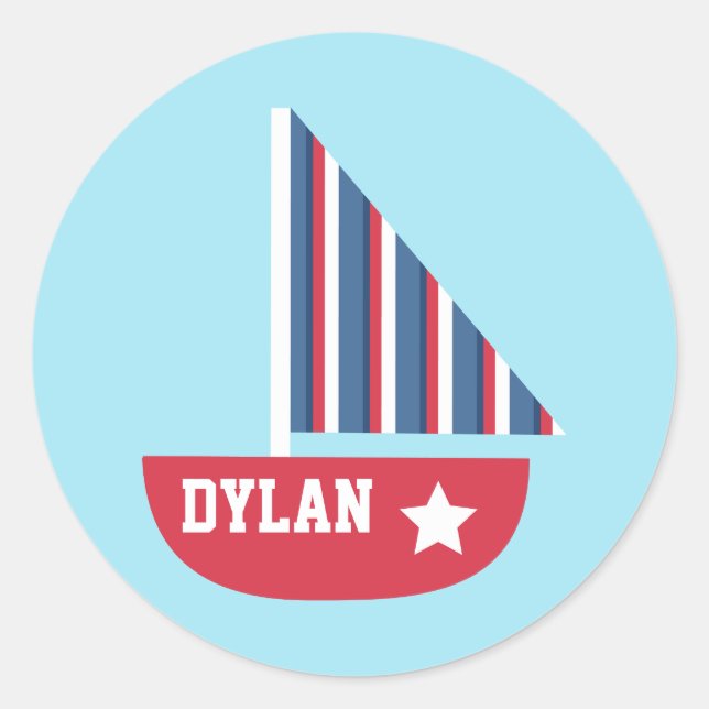 Niedliches Segelboot Nautic für kleine Segler Runder Aufkleber (Vorderseite)