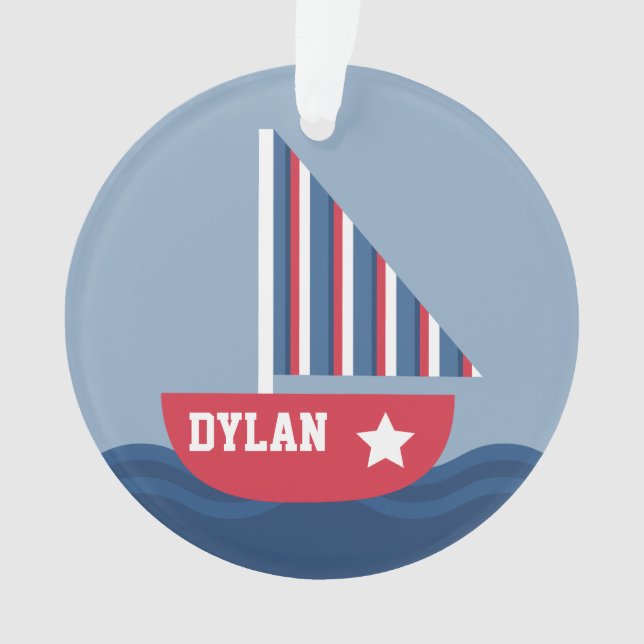 Niedliches Segelboot nautisch für Kinder Ornament (Vorderseite)