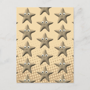 Niedliches Sepia-Starfish-Muster Postkarte