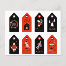 Niedliches Set von 8 roten und schwarzen Schnitt W