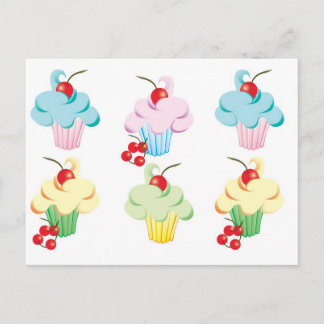 Niedliches Set von Kuchen Postkarte