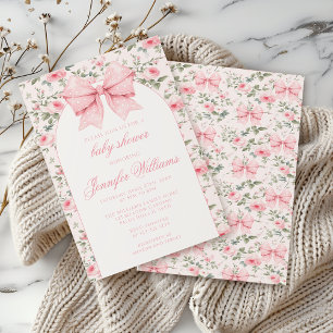 Niedliches Shabby Chic Rosa Bugbaby Dusche Einladung