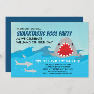 Niedliches Shark Pool Party Boys Birthday Party Einladung