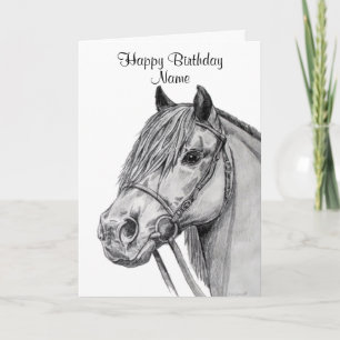 Niedliches Shetland Pony Pencil Happy Birthday Karte
