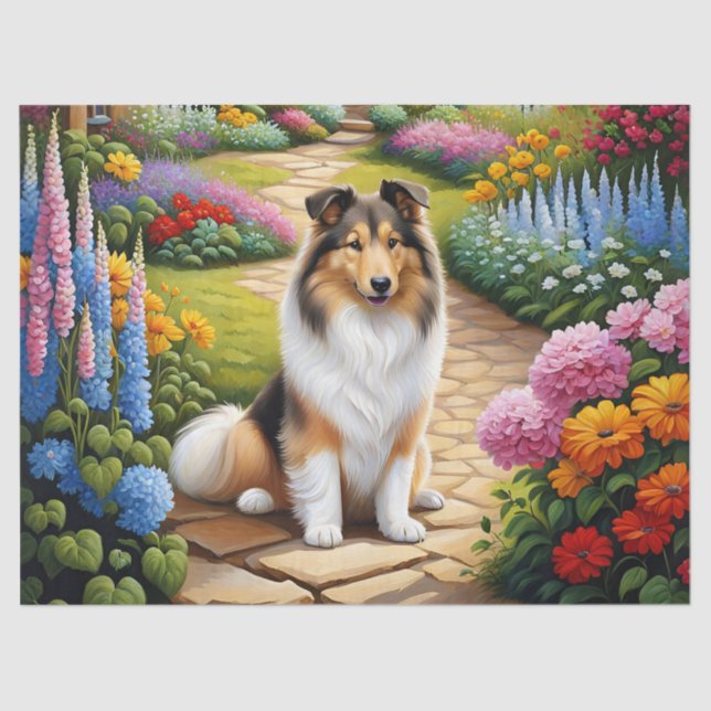 Niedliches Shetland Sheepdog Animal Decoupage Seidenpapier (Vorderseite)