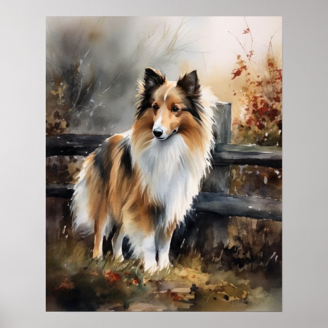 Niedliches Shetland Sheepdog Hund Art Print Poster (Vorne)