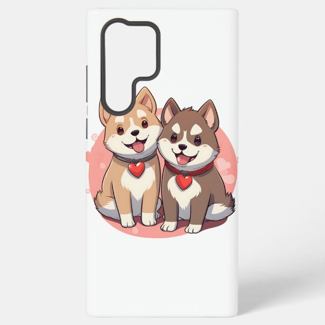 Niedliches Shiba Inu Dog Couple in Liebe Samsung Galaxy Hülle (Rückseite)