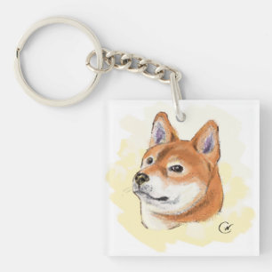 Niedliches Shiba Inu Hundeporträt Schlüsselanhänger