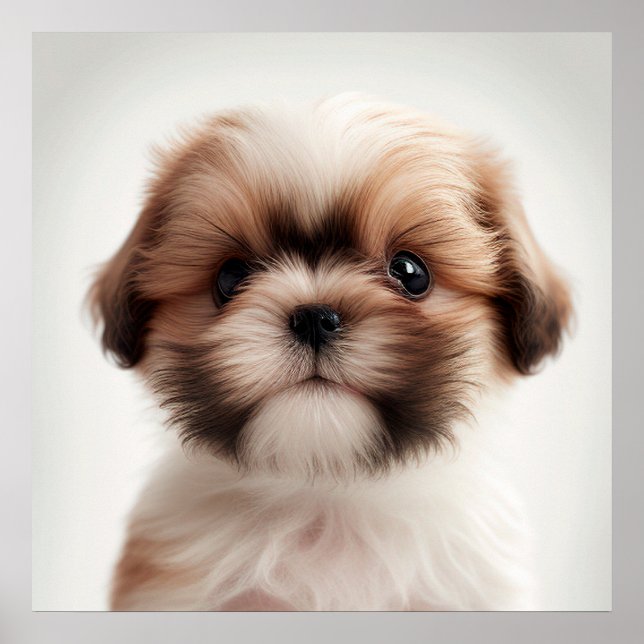 Niedliches Shih Tzu Puppy Dog Portrait Poster (2) (Vorne)