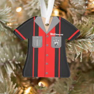 Niedliches Shirt in Rot und Schwarz-Bowling Ornament