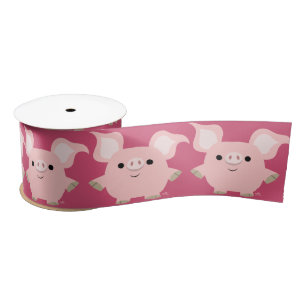 Niedliches Shorty Cartoon-Schwein 3" Band Satinband