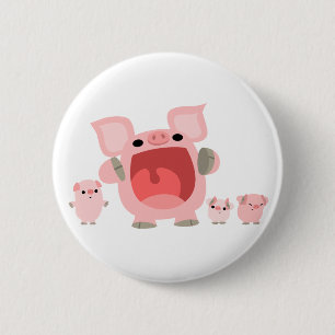 Niedliches Shouting-Cartoon Pigs Button-Abzeichen Button