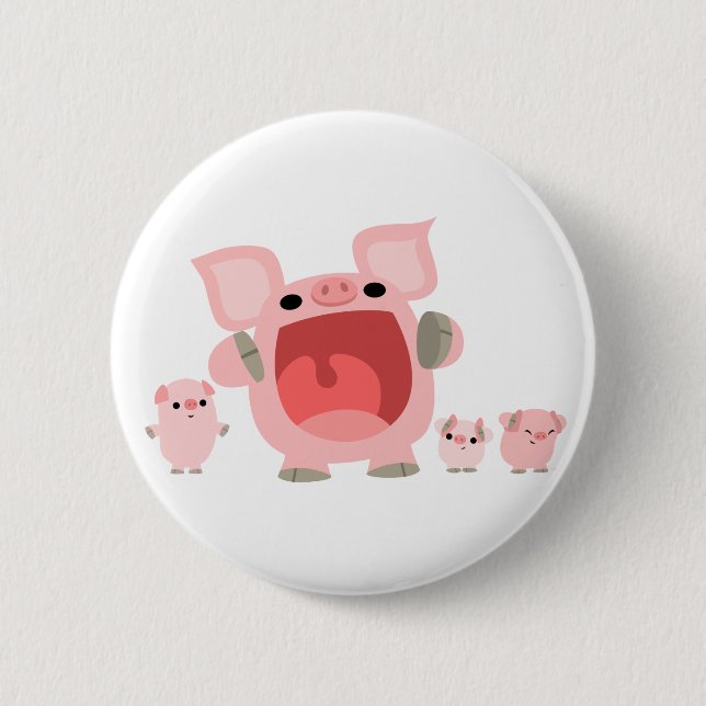 Niedliches Shouting-Cartoon Pigs Button-Abzeichen Button (Vorderseite)