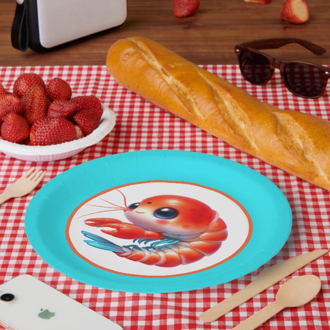 Niedliches Shrimp-Party Pappteller (Picknick)
