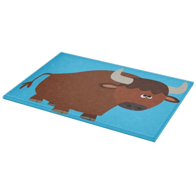 Niedliches Shy Cartoon Bull Cutting Board Schneidebrett (Ecke)