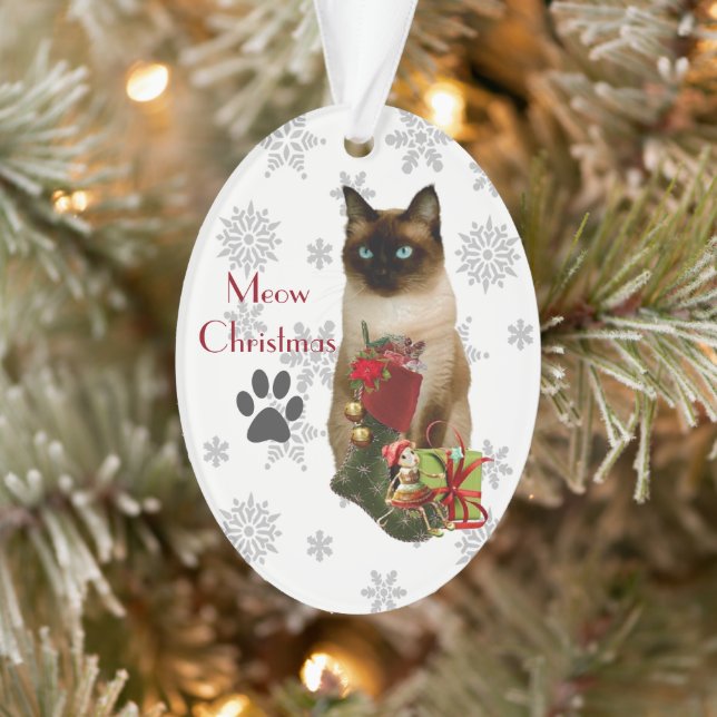Niedliches siamesische Katze Weihnachtsschmuck Ornament (Baum)