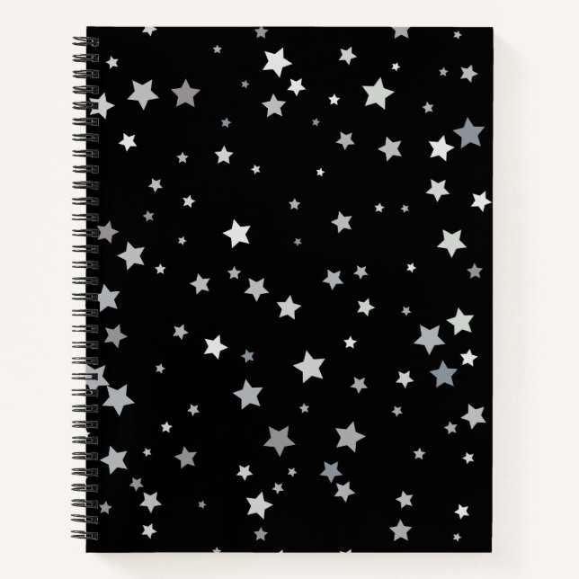 Niedliches Silber-Sternmuster | Jegliche Hintergru Notizbuch (Vorderseite)