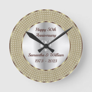 Niedliches Silber- und Goldjubiläum Runde Wanduhr