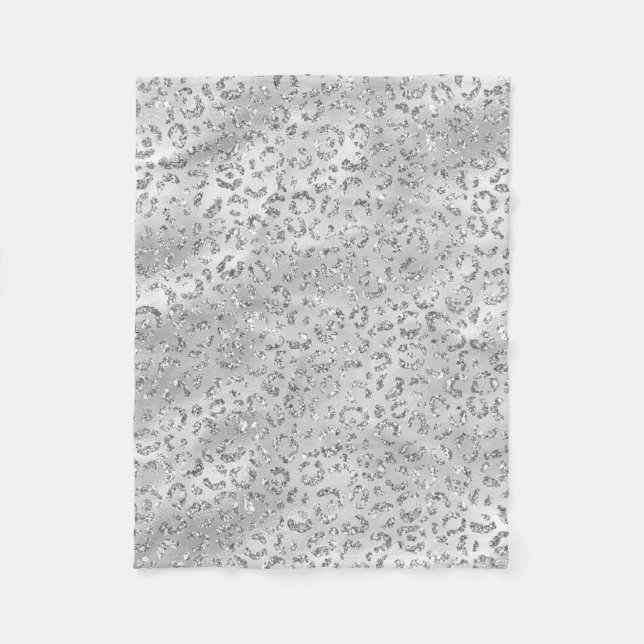 Niedliches Silbergeflecht Leopard-Skin Druckmuster Fleecedecke (Vorderseite)