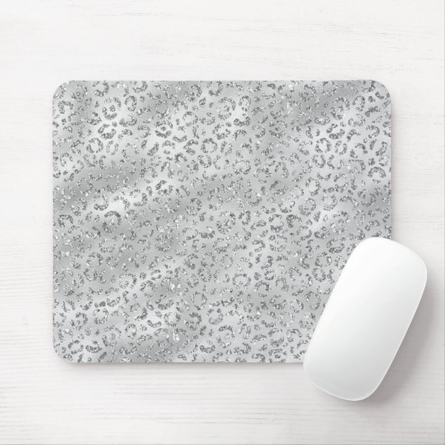 Niedliches Silbergeflecht Leopard-Skin Druckmuster Mousepad (Mit Mouse)