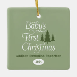 Niedliches Simple Sage White Baby's 1. Weihnachten Keramikornament