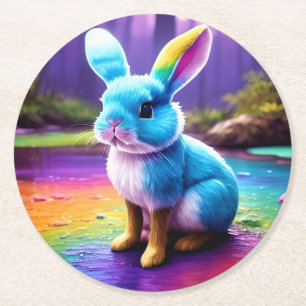 Niedliches Sitzen Blaues Sonnenlicht Portrait-3655 Runder Pappuntersetzer