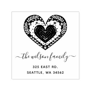 Niedliches skandinavisches Herz Nordische Rücksend Permastempel