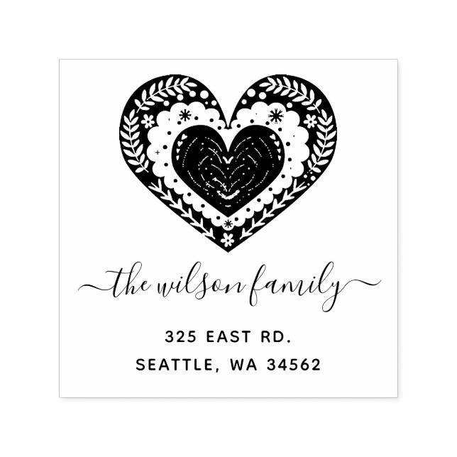 Niedliches skandinavisches Herz Nordische Rücksend Permastempel (Design)