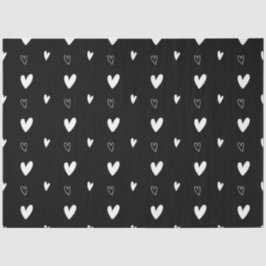 Niedliches skandinavisches Herzmuster Schwarz und  Seidenpapier