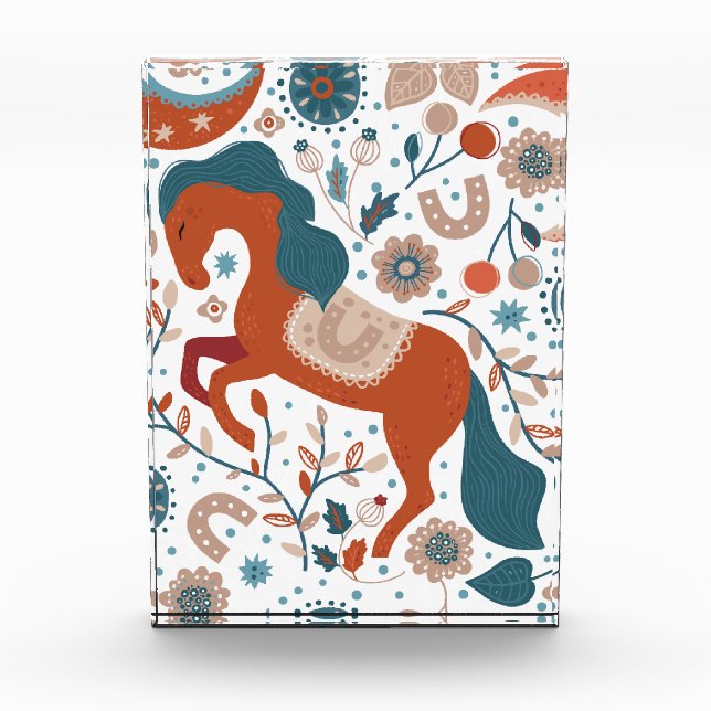 Niedliches skandinavisches Pferd Fotoblock (Vorderseite)