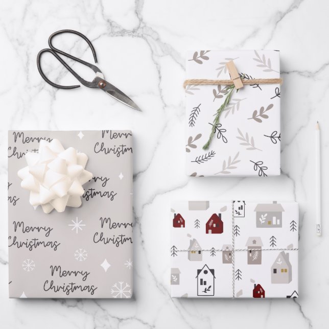 Niedliches skandinavisches Weihnachtsgebäck Geschenkpapier Set (Vorderseite)