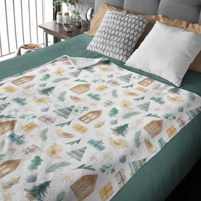 Niedliches skandinavisches Weihnachtsmuster Fleecedecke (Von Creator hochgeladen)