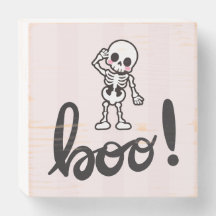 Niedliches Skelett "Boo!" Halloween-Box-Zeichen