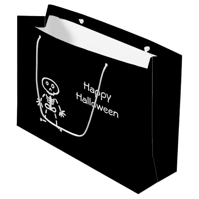 Niedliches Skelett Große Geschenktüte (Vorderseite Schrägansicht)
