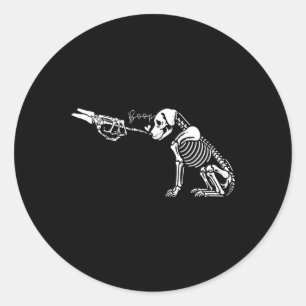 Niedliches Skelett Hand Boop Hund Sonniges Hallowe Runder Aufkleber