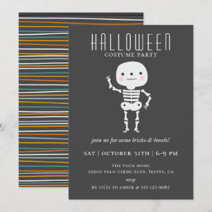 Niedliches Skeletton-Halloween-Party Einladung