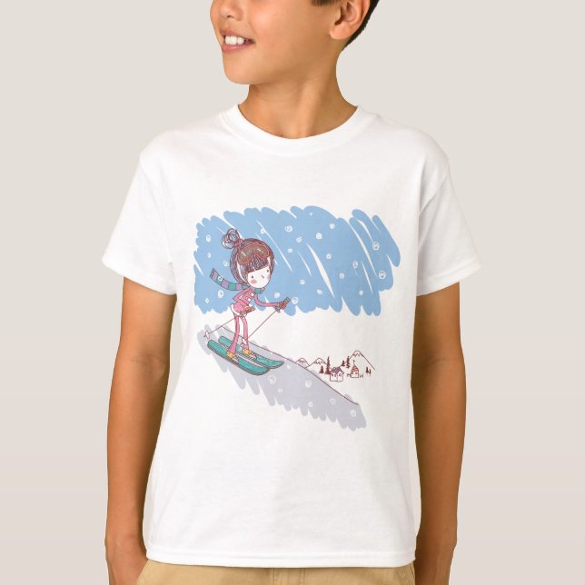 Niedliches Skiier T-Shirt (Vorderseite)