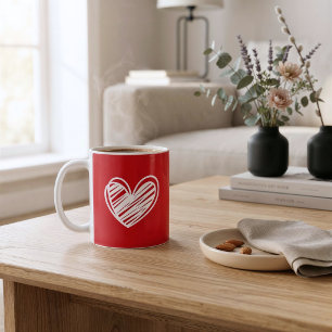 Niedliches Skript Moderne Elegante White Hearts Na Kaffeetasse