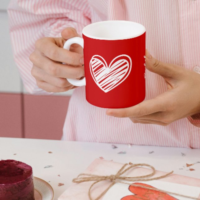 Niedliches Skript Moderne Elegante White Hearts Na Kaffeetasse (Von Creator hochgeladen)